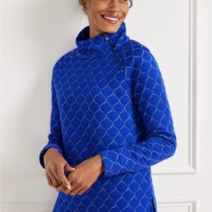 TALBOTS Metallic ASYMMETRICAL  Zip Quilted Pullover Blue XL Womens Leisure